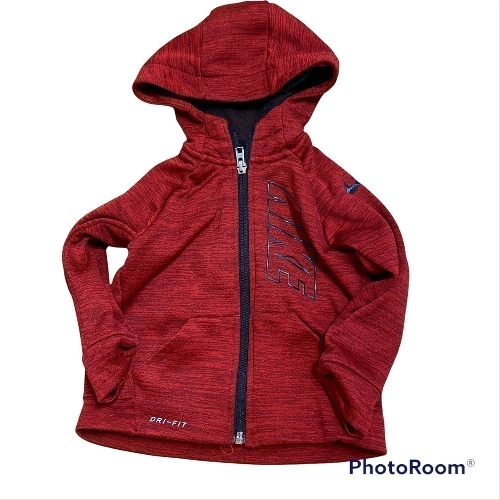 Nike Full Zip Hooded Sweatshirt 18 mos Red Black